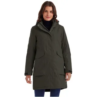 Parka KILLTEC "Damen Funktionsparka", Damen, Gr. 42, grün (olivgrün), Obermaterial: 100% Polyester;Futter: 100% Polyester;Füllung: 100% Polyester, Jacken Parka, Wasserdichter, atmungsaktiver Damenparka mit abnehmbarer Kapuze