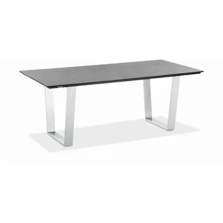 Niehoff Garden Gartentisch , Grau, Edelstahlfarben , Kunststoff , Betonoptik , rechteckig , Kufe , 95x76x180 cm , wetterbeständig , Gartenmöbel, Gartentische, Gartentische
