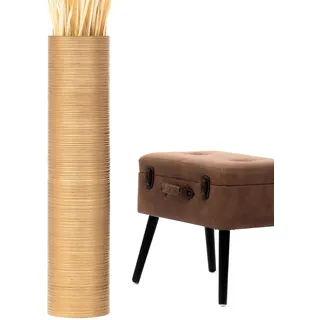 Leewadee Große Deko Bodenvase Für Dekozweige, Hohe Standvase Für Pampasgras, Design Holzvase, 85 cm, Gold