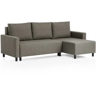 Traumnacht Schlafsofa Avallon, Ecksofa in L-Form mit Schlaffunktion und Stauraum in der Ottomane, produziert nach deutschem Qualitätsstandard, braun, 136 x 224 x 80 cm