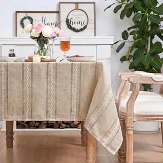 Artoid Mode Boho Braun Baumwollmischung Tischdecke Rechteckig 140x220 cm, Landhausstil Abwaschbar Tischwäsche Küche Urlaub Party Dekor