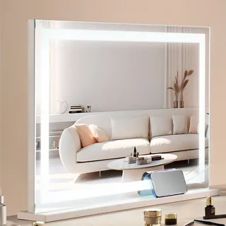 Hollywood Kosmetikspiegel mit Bluetooth - 3 Farben - USB Schminkspiegel - 797x547mm - Weiß