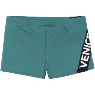Boxer-Badehose VENICE BEACH, Herren, Gr. 5, N-Gr, grün, Recycling-Polyamid, unifarben mit Farbeinsatz, Badehosen Boxer-Badehose, mit Logo-Schriftzug
