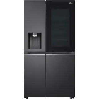LG Side-By-Side , Schwarz , Metall, Kunststoff, Glas , 2,2 Schubladen , 91.3x179x73.5 cm , LED-Innenbeleuchtung, elektronische Temperaturregelung, Warneinrichtung bei geöffneter Tür, No-Frost, Kindersicherung, Eiswürfelbereiter, Wasserfilter, Flaschenrost, dynamische Kühlung, Innenraumbeleuchtung, LED-Display, Griffmulde, höhenverstellbare Füße, Wasserspender, Crushed Ice, Eiswürfelspender , Küchen, Küchenelektrogeräte, Kühlschränke & Gefrierschränke, Kühlschränke, Side-by-Side Kühlschränke