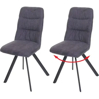 2er-Set Esszimmerstuhl HWC-J69, Küchenstuhl Stuhl, drehbar Auto-Position, Samt anthrazit - Grau