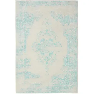 benuta Vintage-Teppich Sia 240/340 cm , Creme, Türkis , Kunststoff , Vintage , Rechteckig , 240x340 cm , Oeko-Tex® Standard 100 , für Fußbodenheizung geeignet, in verschiedenen Größen erhältlich, pflegeleicht , Teppiche und Böden, Teppiche, Vintageteppiche