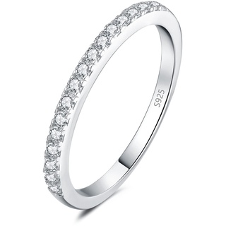 JewelryPalace Modeschmuck Klassisch 1.5mm Zirkonia Band Ring Damen, Hochzeitsringe Damenring Silber 925 Trauringe Eheringe für Frauen, Vorsteckring Stapelring Eternity Ring Bandring Schmal 62