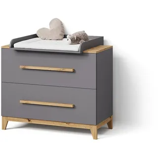 livinity® Wickelkommode Mailo Grau/Artisan mit 2 Schubladen