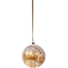Bild von LED-Weihnachtskugel für Innen, beleuchtete Glaskugel zum Aufhängen Ø 20 cm, Leuchtkugel zum Hängen, extra-warmweiß, Strom-Betrieb