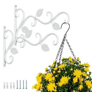 NUPTIO Blumenampel Halterung Wandhaken mit Schraube 29,5cm, 2 Stück