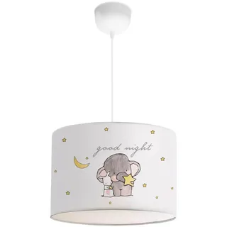 lux.pro Kinderhängeleuchte Rugby , Weiß, Grau , Textil , Rund , E27 , 28x70x28 cm , Lampen & Leuchten, Kinderzimmerlampen