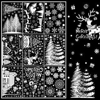 APKOL Fensterbilder Weihnachten Kinder Selbstklebend, Weihnachtsdeko Fenster, Große Fensterbilder winter Weihnachten, Fensterdeko weihnachten, Weihnachts Bilder fensterbilder,Weihnachtsbaum