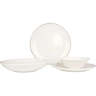 Bonna Geschirrset (Large) - Retro - 24 teilig - 6 Personen - Porzellan - Weiß