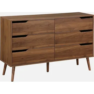 sweeek - Kommode mit Holzdekor, 6 Schubladen - Nussbaumfarben