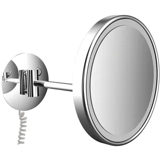 emco LED Rasier- und Kosmetikspiegel, einarmig, mit Spiralkabel, rund, chrom, 109406008