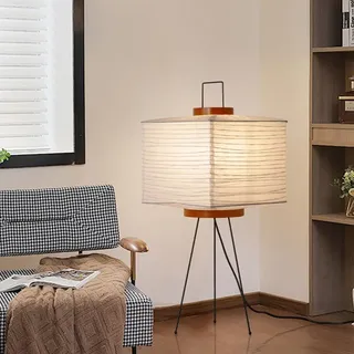 Mengjay Reispapier Lampe Retro Reispapier Nachttischlampe,Nachtlicht Gemütliche Nachttischlampe Tischbeleuchtung Dekorative Tischlampe Stimmung Tischlicht,Papierlampe Wohnzimmer Deko Lampe (D)