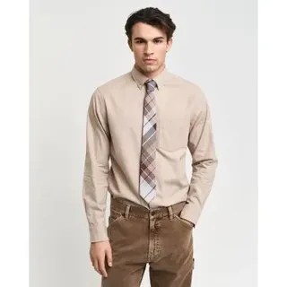 Gant für Herren. 3230218 Regular Fit beige meliertes Flanell-Fleecehemd (4XL), Lässig, Baumwolle, Langarm