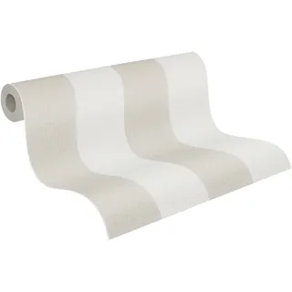 A.S. Création Styleguide Natürlich Vliestapete mit Blockstreifen 0,53 x 10,05 m – Beige, Creme, Braun – dezente Streifentapete Made in Germany – 948342