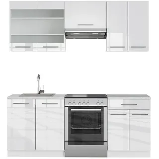 Vicco Küchenzeile Fame-Line 200 cm Weiß Hochglanz