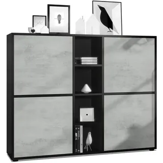 Vladon Highboard, Hellgrau, Holzwerkstoff, 130.5x105.5x35.5 cm, Wohnzimmer, Kommoden, , Sideboards, Highboards