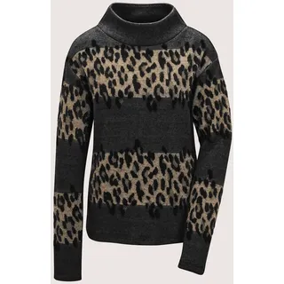 MADELEINE Langarmshirt »Sweatshirt Leo-Design Pullover mit Stehkragen«, schwarz