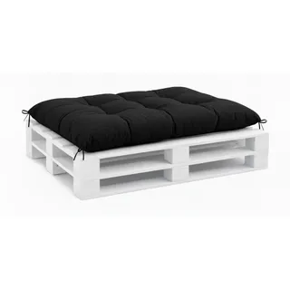VBChome Palettenkissen für Europaletten Möbel Palettenauflage Garten Balkon 12 Farben mit Schaumstoffflocken Füllung Schwarz Sitzkissen 120 x 80 cm - Schwarz