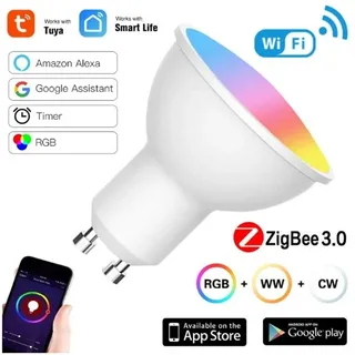 Tuya Zigbee GU10 RGBCW Smart LED-Glühbirne Smart mit Alexa und Google