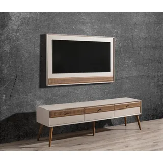 Garnitur Wohnwand TV Ständer RTV Lowboard Sideboard TV-Rahmen Holz - Beige