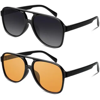 GQUEEN Retro Pilotenbrille Damen Herren 70s Polarisiert Sonnenbrille UV400
