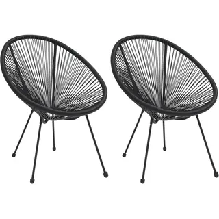 vidaXL Moon Rattan Gartenstühle 80 x 70,5 x 83 cm schwarz 2 St.