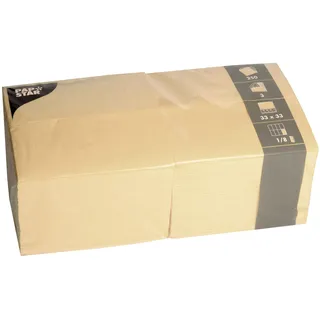 Papstar 250 Servietten, 3-lagig 1/8-Falz 33 cm x 33 cm, Creme