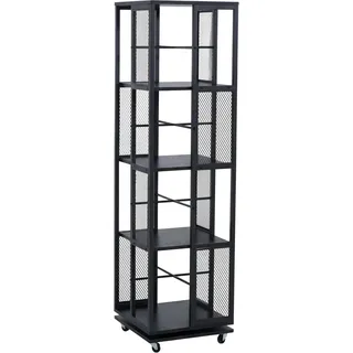 MCW Bücherregal P13 Rollen Drehbar Metall Industrial Melamin 147x40x40cm Schwarz