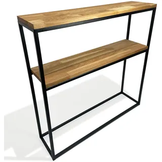 Schmaler Konsolentisch Schmal Flurtisch, Kleiner Ausstellungstisch, Sofatisch für kleinen Raum, für Eingang Flur Schwarz metall holz eiche - Schwarz, Braun