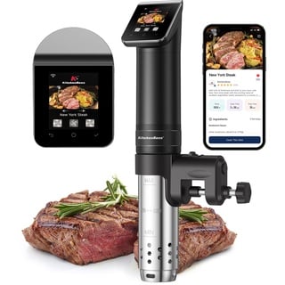 KitchenBoss Sous Vide Garer Stick WLAN: G330 Wifi Präzisionskocher Präziser Temperatureinstellung bis 90°C IPX7 Wasserdicht TFT Touch-Display Immersion Tauchzikulator 360° Zirkulation mit Timer