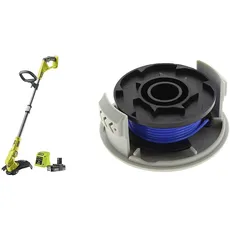 RYOBI 18V ONE+ Akku-Rasentrimmer RLT183220S & Fadenspule RAC124 (für alle Ryobi 18 V ONE+ Akku und Hybrid-Rasentrimmer; 1,6mm) 5132002433, Grau, Schwarz, Blau