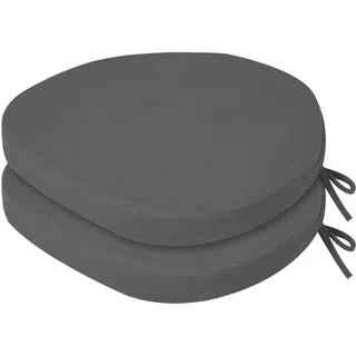 PRIMEPATIO Sitzkissen Stuhl Indoor, Hochdichter Schaumstoff-Stuhlauflage für Küchenstuhl, Esszimmerstuhl und Outdoor Gartenstuhl mit Bändern und Waschbar Bezug, Stuhlkissen 50x50x5cm 2er, Anthrazit