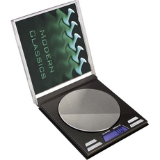 BLscale - CD Digitalwaage | Feinwaage, Küchenwaage, Taschenwaage, Schmuckwaage | 0,01g-50g | LCD-Display | austauschbares Cover | + Ledertasche | 4 Wäge-Einheiten | Blackleaf