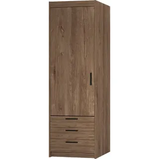 Masseno Drehtürenschrank ELENORA 60 cm Kleiderschrank Schlafzimmer Schrank 1-türig Braun - Braun