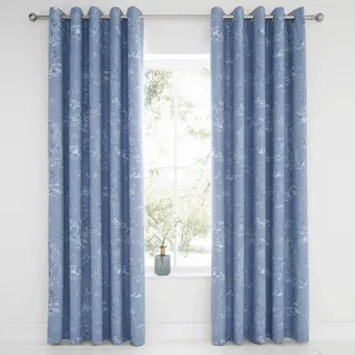 Dreams & Drapes Design Verdunkelungsvorhänge mit Ösen, Orientalischer Garten, 168 x 183 cm, Blau, 2 Stück