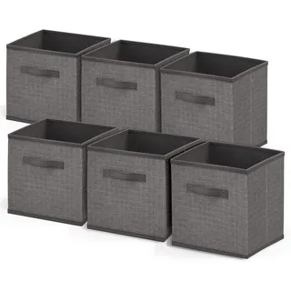 Würfelförmige Aufbewahrungskörbe, faltbar, 6 Würfel, Stoff-Aufbewahrungswürfel, Aufbewahrungskorb mit Griffen, graue Schrank-Aufbewahrungskörbe, 27,9 cm Würfel-Aufbewahrungsbehälter für Schlafzimmer,