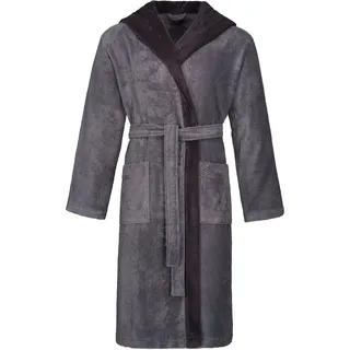 Herrenbademantel BUGATTI "Stefano, ideal für Sauna & Spa, Hotelbademantel, Morgenmantel" Gr. XL, grau (graphit), L:120cm, Webfrottier, Hausmäntel, Herrenbademantel, mit Kapuze, reine Baumwolle
