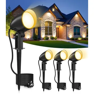 CLV Gartenstrahler mit Erdspieß 20W Warmweiß, 1880LM Gartenbeleuchtung strom IP66 Wasserdicht Gartenleuchte mit EU Stecker Gartenlampe Aluminium für Garten Baum Pflnzen Halloween Weihnachten