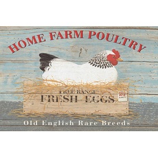 Blechschild 18x12 cm Home farm poultry fresh eggs