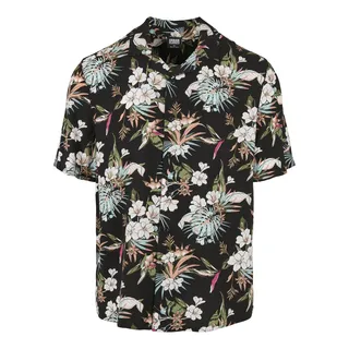 URBAN CLASSICS Kurzarmhemd Floral Schwarz XL