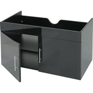 Waschbeckenunterschrank HWC-D16, Waschtischunterschrank Waschtisch Unterschrank Badmöbel, hochglanz 90cm schwarz - Schwarz