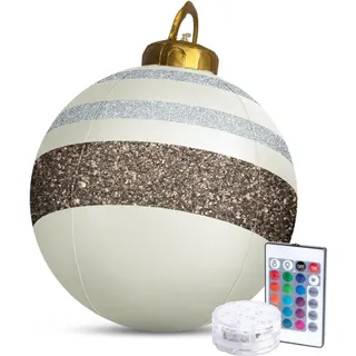 Weihnachtsbeleuchtung Outdoor mit Batterien - Riesige beleuchtete Weihnachtskugel 60 cm - Weiß/Braun - RGB-Farben + Fernbedienung - Weiß, Braun