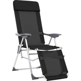 vidaXL Klappbare Liegestühle mit Fußteil 2 Stk. Schwarz Textilene - Schwarz