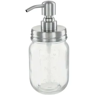 ALTGLAS Vintage Seifenspender aus Retro Mason Jar Einmach Glas im Landhaus Stil - 473 ml Nachfüllbar - mit 304 Edelstahl Pumpkopf Deckel (Silber Gebürstet)