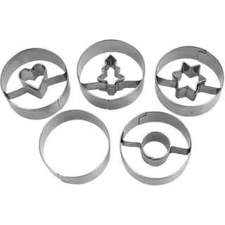Städter 5-teiliges Linzer-Ausstecher Set Spitzbub aus Edelstahl - Durchmesser 4 cm - Höhe 1, 5cm - zum Backen oder Basteln geeignet, 954199, Silber