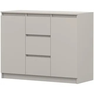 Kommode SOLO 2D3S II, Schlafzimmer, Sideboard Anrichte 120 cm Kaschmir/Kaschmir, zweitürig, drei Schubladen, grifflos - Creme